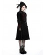 Dark in love Black and Scarlet Red Vintage Gothic Velvet Mid-Length Dress