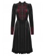 Dark in love Black and Scarlet Red Vintage Gothic Velvet Mid-Length Dress