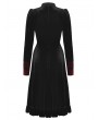 Dark in love Black and Scarlet Red Vintage Gothic Velvet Mid-Length Dress