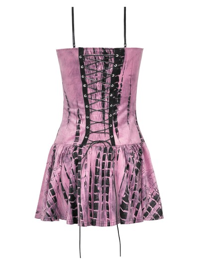 Dark in love Pink Gothic Punk Dye Rebel Sleeveless Short Slim Dress -  DarkinCloset.com