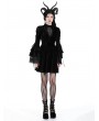 Dark in love Black Gothic Haunted Cross Long Bell Sleeves Velvet Short Dress