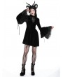 Dark in love Black Gothic Haunted Cross Long Bell Sleeves Velvet Short Dress