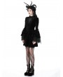 Dark in love Black Gothic Haunted Cross Long Bell Sleeves Velvet Short Dress