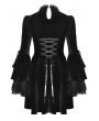 Dark in love Black Gothic Haunted Cross Long Bell Sleeves Velvet Short Dress