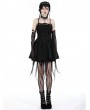 Dark in love Black Gothic Twine Tied Chest Strap Short Irregular Party Dress