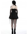 Dark in love Black Gothic Twine Tied Chest Strap Short Irregular Party Dress