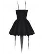 Dark in love Black Gothic Twine Tied Chest Strap Short Irregular Party Dress