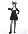 Dark in love Black and White Gothic Daily Wear Long Sleeve Short Dress