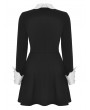 Dark in love Black and White Gothic Daily Wear Long Sleeve Short Dress