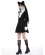 Dark in love Black and White Gothic Cute Long Bubble Sleeve Short Dress