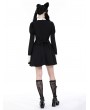 Dark in love Black and White Gothic Cute Long Bubble Sleeve Short Dress