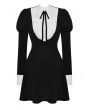 Dark in love Black and White Gothic Cute Long Bubble Sleeve Short Dress