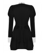 Dark in love Black and White Gothic Cute Long Bubble Sleeve Short Dress