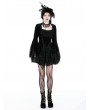 Dark in love Black Vintage Gothic Lace-Trim Pattern Velvet Short Dress