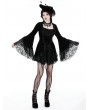 Dark in love Black Vintage Gothic Lace-Trim Pattern Velvet Short Dress