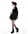 Dark in love Black Vintage Gothic Lace-Trim Pattern Velvet Short Dress