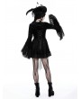 Dark in love Black Vintage Gothic Lace-Trim Pattern Velvet Short Dress