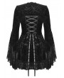 Dark in love Black Vintage Gothic Lace-Trim Pattern Velvet Short Dress