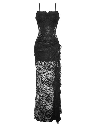 Dark in love Black Gothic Lace See-Through Sexy Lace Maxi Strap Dress - DarkinCloset.com Dark in love Black Gothic Lace See-Through Sexy Lace Maxi Strap Dress - DarkinCloset.com