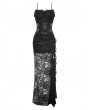 Dark in love Black Gothic Lace See-Through Sexy Lace Maxi Strap Dress