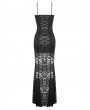 Dark in love Black Gothic Lace See-Through Sexy Lace Maxi Strap Dress