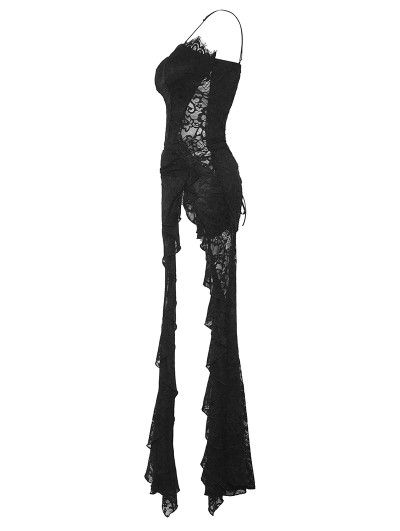 knee length dresses for ladies Sexy Black Lace Sequin Slit Long Prom Dress Mermaid Evening Dress SH1451 main image 0
