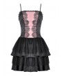 Dark in love Black and Pink Gothic Doll Lace Frilly Short Dress