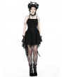 Dark in love Black Gothic Strap Rose Bloom Dovetail Lace Party Dress