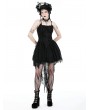 Dark in love Black Gothic Strap Rose Bloom Dovetail Lace Party Dress