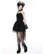 Dark in love Black Gothic Strap Rose Bloom Dovetail Lace Party Dress