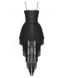 Dark in love Black Gothic Strap Rose Bloom Dovetail Lace Party Dress