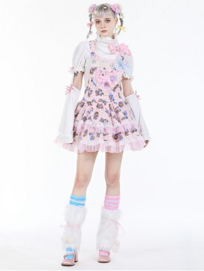 Dark in love Pink Lolita Temptation Love Bear Print Short Dress