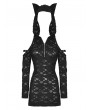 Dark in love Black Gothic Punk Devil Cat Ear Hooded Slim Mini Dress