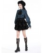 Dark in love Blue Gothic Retro Doll Ruffle Neck Blouse for Women