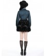 Dark in love Blue Gothic Retro Doll Ruffle Neck Blouse for Women