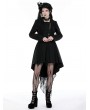 Dark in love Black Retro Gothic Asymmetrical Buttons Woolen Tail Coat for Women