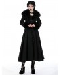 Dark in love Black Gothic Faux Fur Trim Woolen Long Coat for Women