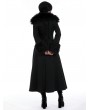 Dark in love Black Gothic Faux Fur Trim Woolen Long Coat for Women