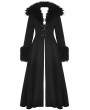 Dark in love Black Gothic Faux Fur Trim Woolen Long Coat for Women