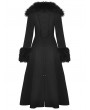 Dark in love Black Gothic Faux Fur Trim Woolen Long Coat for Women