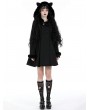Dark in love Black Gothic Cute Cat Ear Double-Breasted Woolen Coat for Women