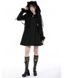 Dark in love Black Gothic Cute Cat Ear Double-Breasted Woolen Coat for Women