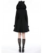 Dark in love Black Gothic Cute Cat Ear Double-Breasted Woolen Coat for Women