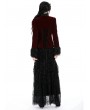 Dark in love Burgundy Gothic Velvet Court Zip Up Short Jacket for Women