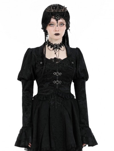 Dark in love Black Gothic Retro Bubble Sleeve Short Jacket for Women