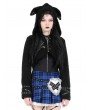 Dark in love Black Gothic Mischievous Bear Hooded Short Jacket for Women