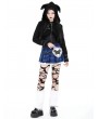 Dark in love Black Gothic Mischievous Bear Hooded Short Jacket for Women