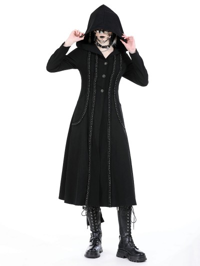 Dark in love Black Gothic Punk Warrior Locomotive Long Jacket for Women