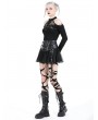 Dark in love Black Gothic Punk Rebel PU Mesh Splicing Mini Skirt