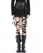 Dark in love Black Gothic Punk Rebel PU Mesh Splicing Mini Skirt